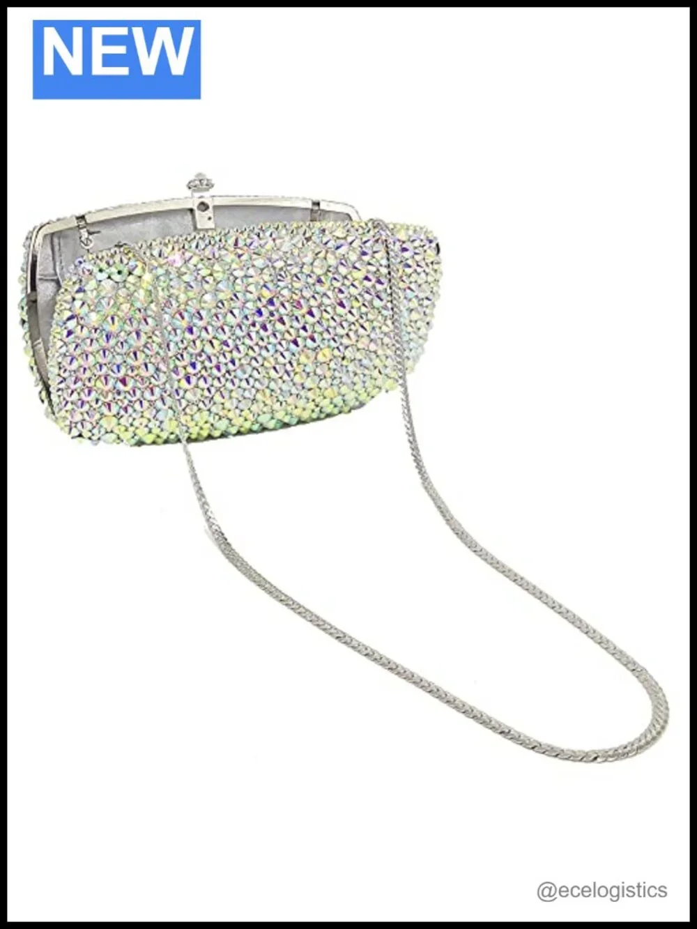 Crystal Rhinestone Clutch Bag with Chain Strap Evening Handbag